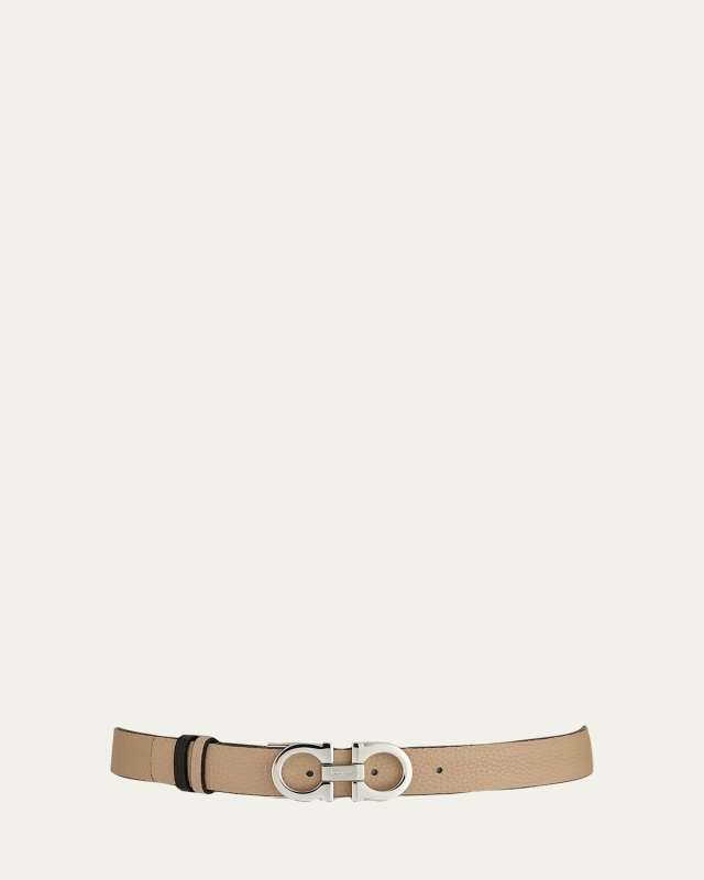 Gancini-Buckle Reversible Leather Belt